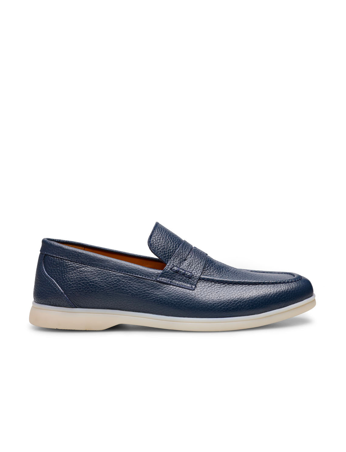 VAREN Lacivert Hakiki Deri Loafer