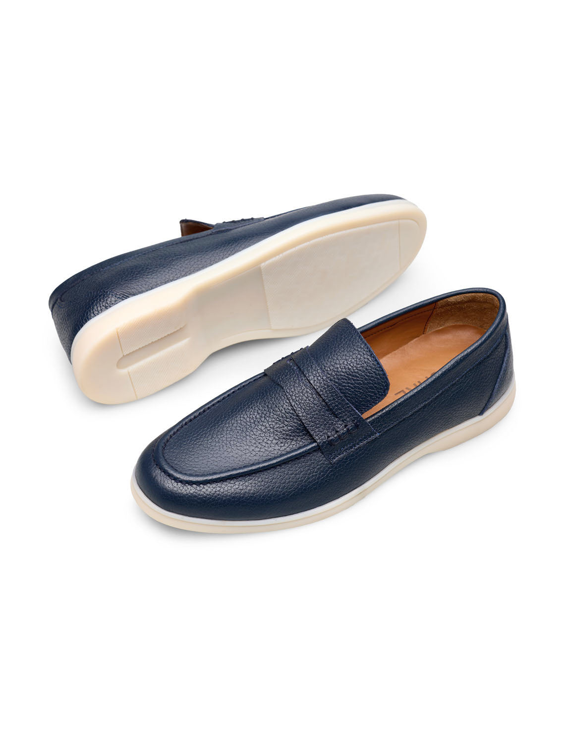 VAREN Lacivert Hakiki Deri Loafer