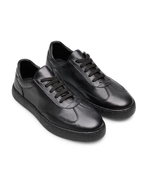 RUNE Siyah Hakiki Deri Casual Sneaker