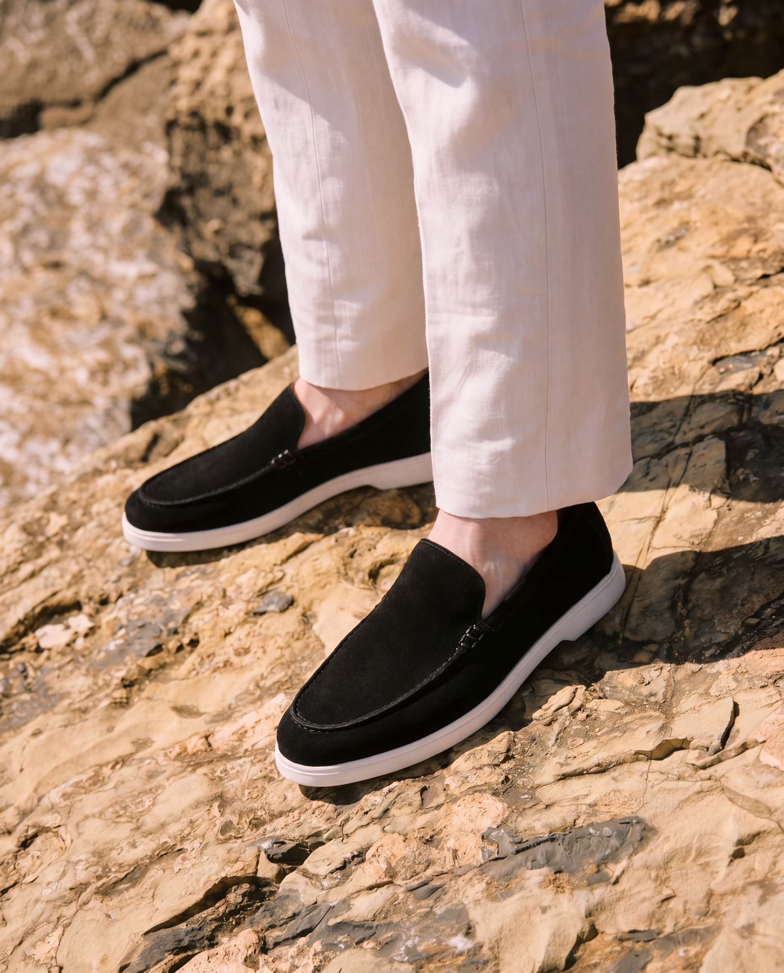 SOLEN bej hakiki süet erkek loafer