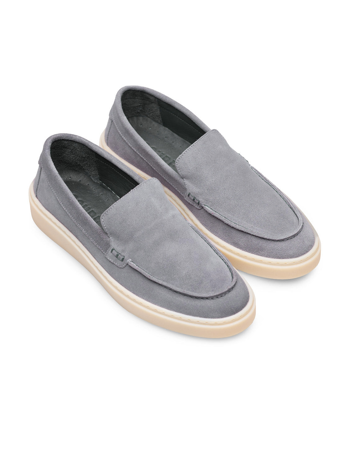 VELOR gri erkek hakiki süet casual loafer üstten görünüm - OCHRE Shoes
